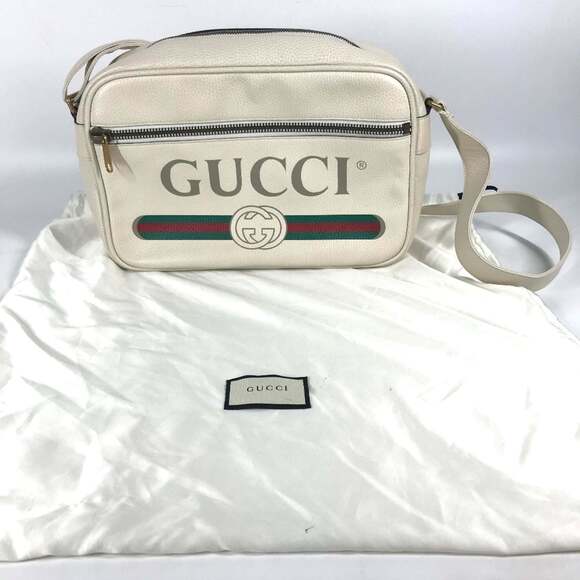 GUCCI Authentic White Leather Messenger Shoulder Bag - Picture 16 of 16